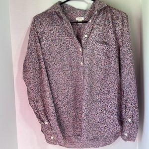 J crew long sleeve lightweight floral button up top size small pink purple